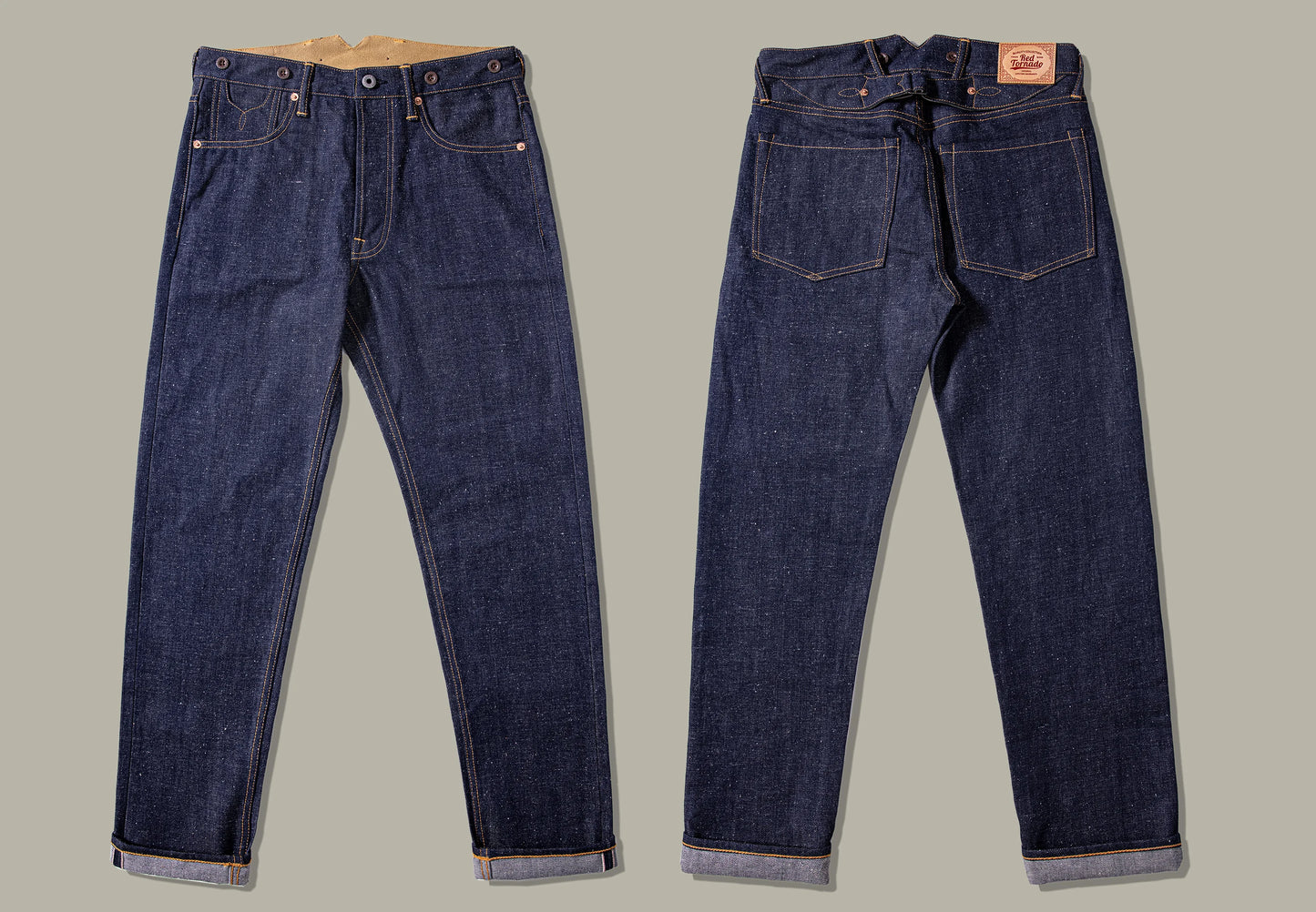 Red Tornado Raw Indigo Selvage  Denim  Buckle Jeans