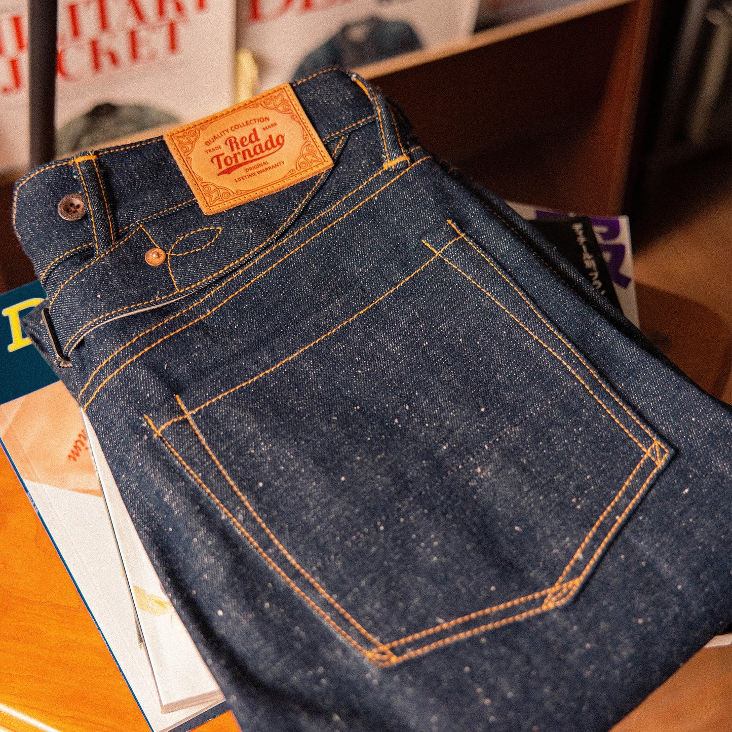 Red Tornado Raw Indigo Selvage  Denim  Buckle Jeans