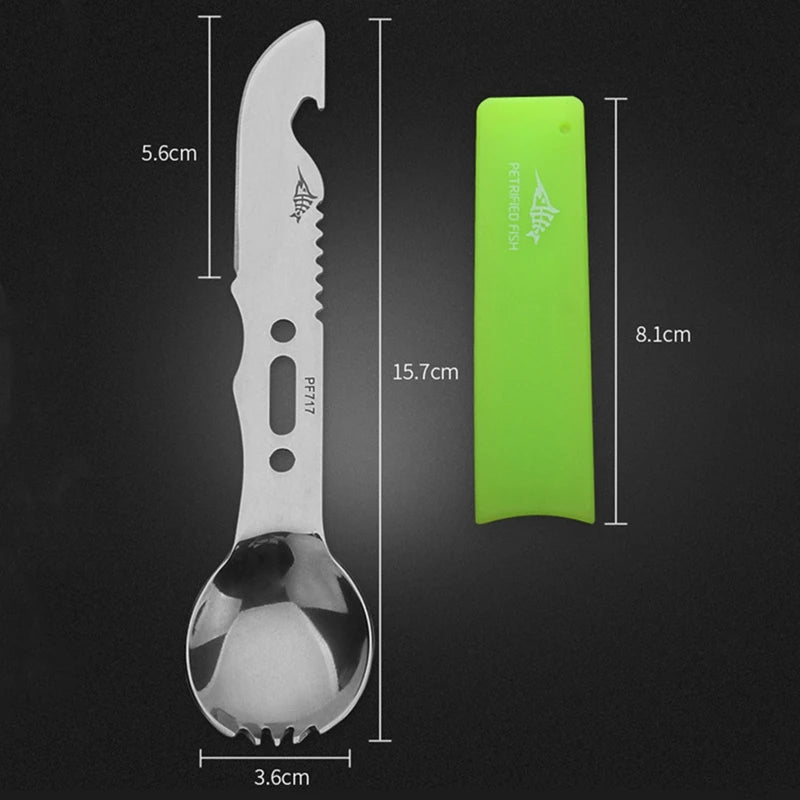 Multifunctional Cookware (Spoon/Fork/Bottle Opener) Portable Tool Safety & Survival Durable Stainless Steel Survival Kit