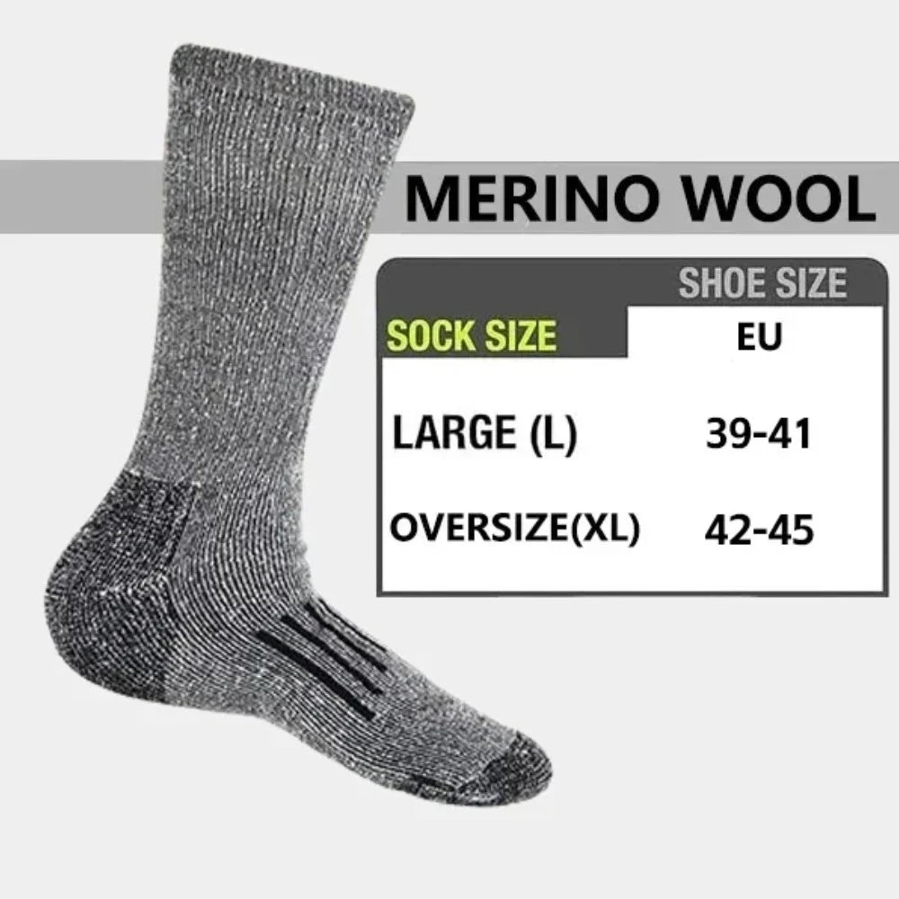 Merino Wool Socks Men's Autumn Winter Thickened Thermal Socks Mountaineering Breathable Outdoor Sports Socks Large