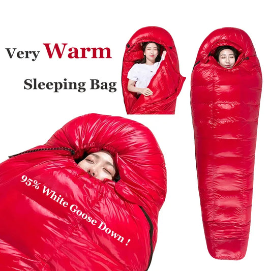 95% White Goose Down Mummy Sleeping Bag