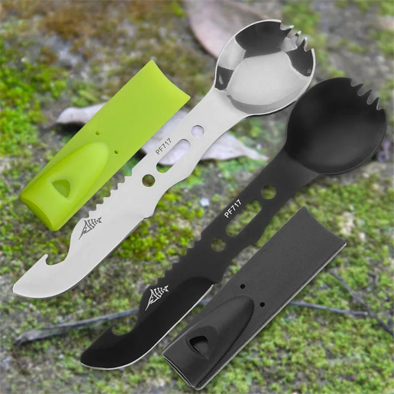 Multifunctional Cookware (Spoon/Fork/Bottle Opener) Portable Tool Safety & Survival Durable Stainless Steel Survival Kit