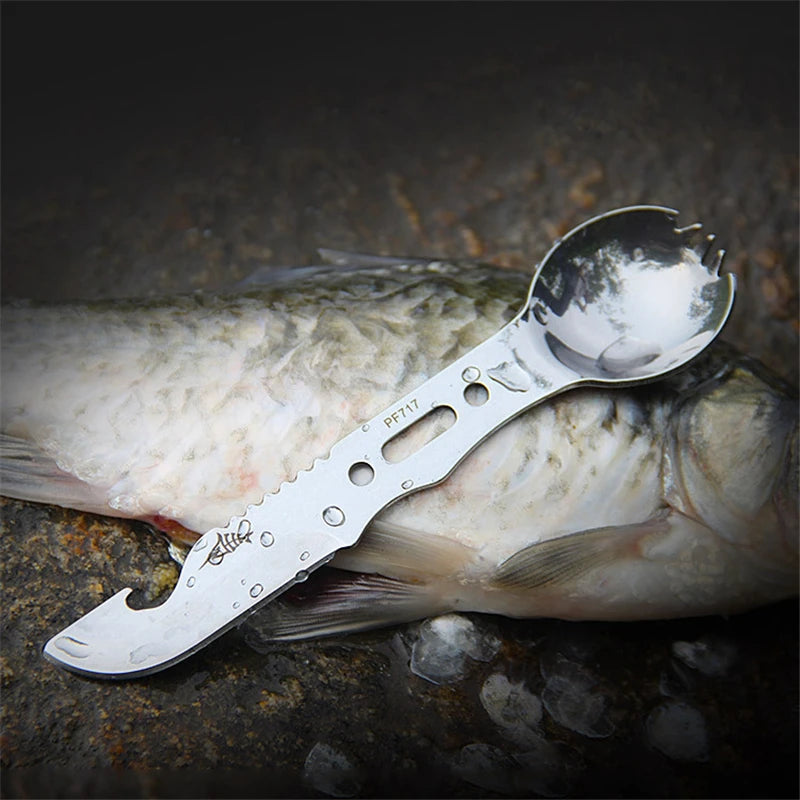 Multifunctional Cookware (Spoon/Fork/Bottle Opener) Portable Tool Safety & Survival Durable Stainless Steel Survival Kit